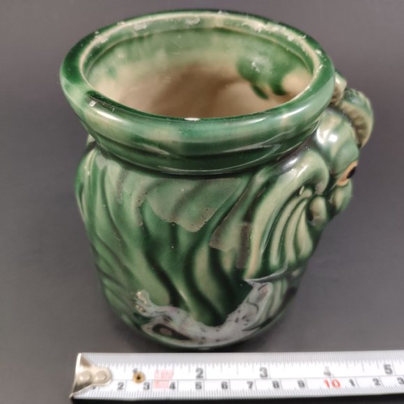 VTG Majolica Elephant Planter Vase 4.5" - Picture 7 of 11